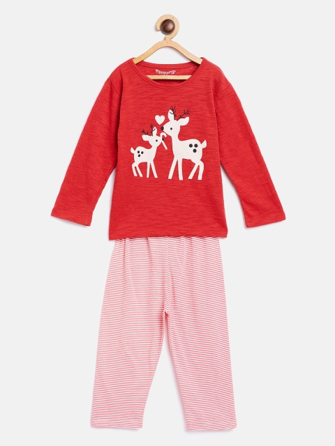 

FUNKRAFTS Kids Red & White Printed Night suit