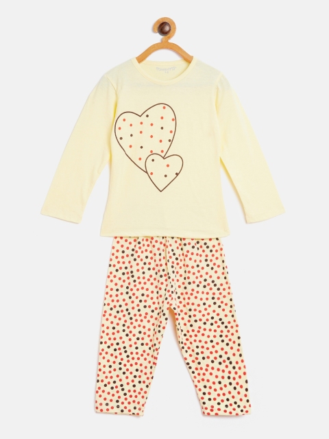 

FUNKRAFTS Girls Yellow & Brown Printed Night Suit