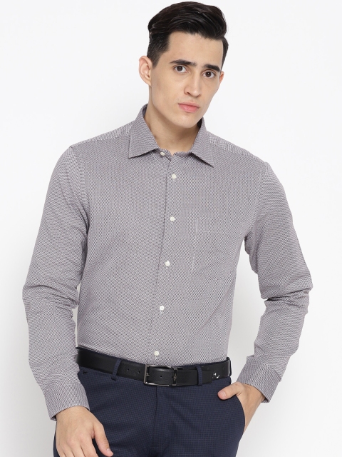 

Blackberrys Men Brown & White Slim Fit Self Design Formal Shirt