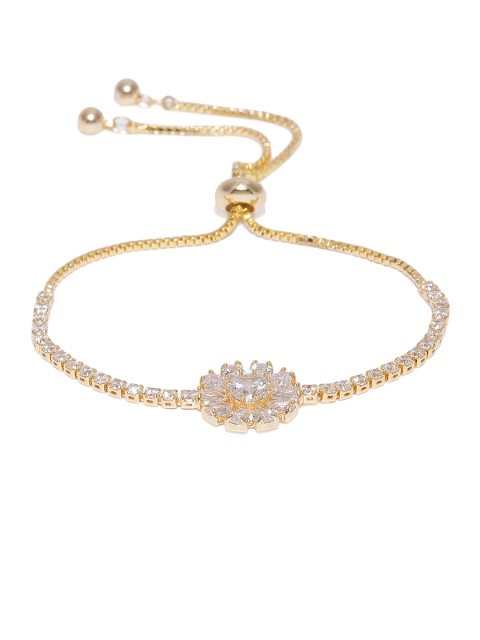 

Tipsyfly Gold-Plated Crystal Studded Charm Floraison Bracelet