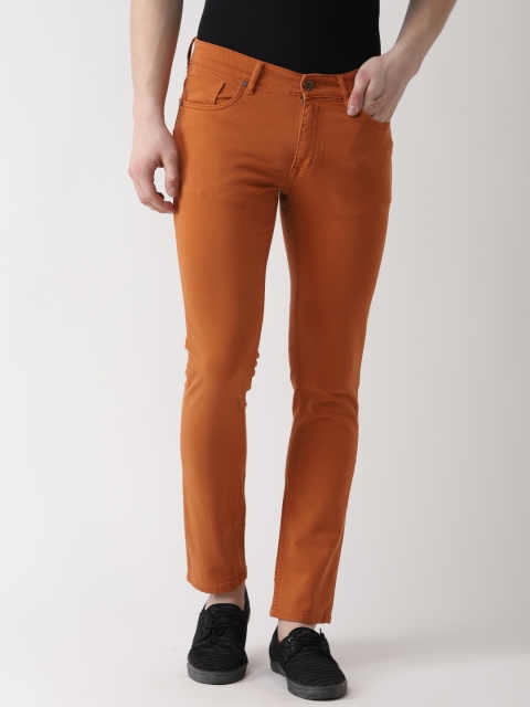 

Richlook Men Rust Orange Slim Fit Mid-Rise Clean Look Coloured Stretchable Jeans