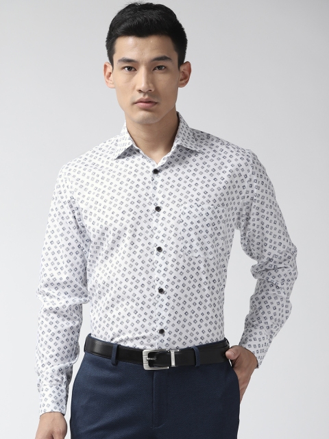 

Richlook Men White & Navy Blue Slim Fit Printed Formal Shirt