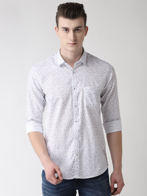 

Richlook Men White & Blue Slim Fit Printed Casual Shirt