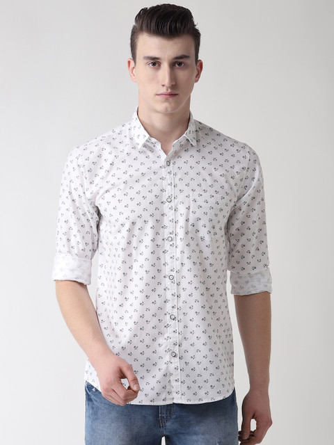 

Richlook Men White & Black Slim Fit Printed Casual Shirt