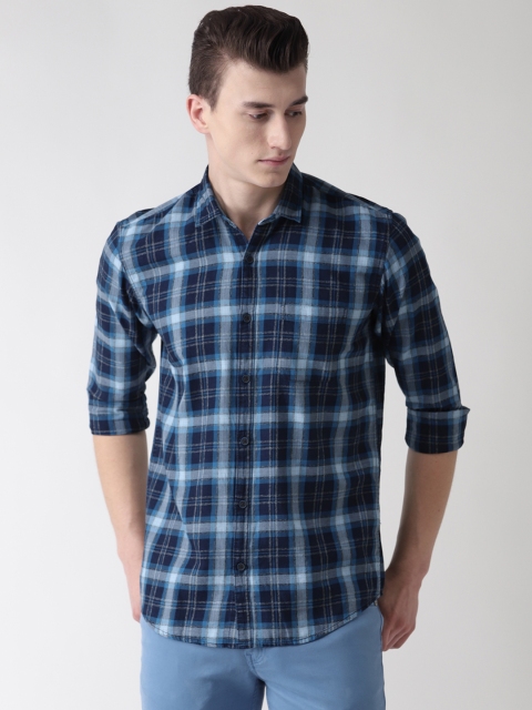 

Richlook Men Blue Slim Fit Checked Casual Shirt