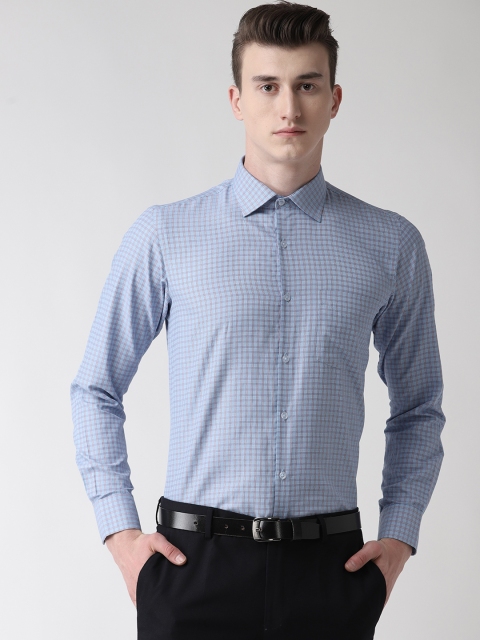 

Richlook Men Blue & White Regular Fit Checked Formal Shirt