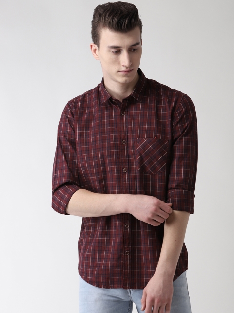 

Richlook Men Maroon & Off-White Slim Fit Checked Casual Shirt
