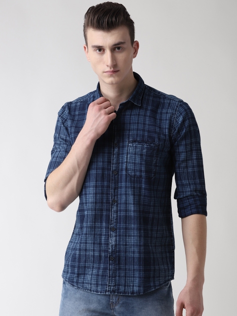 

Richlook Men Blue Slim Fit Checked Casual Shirt