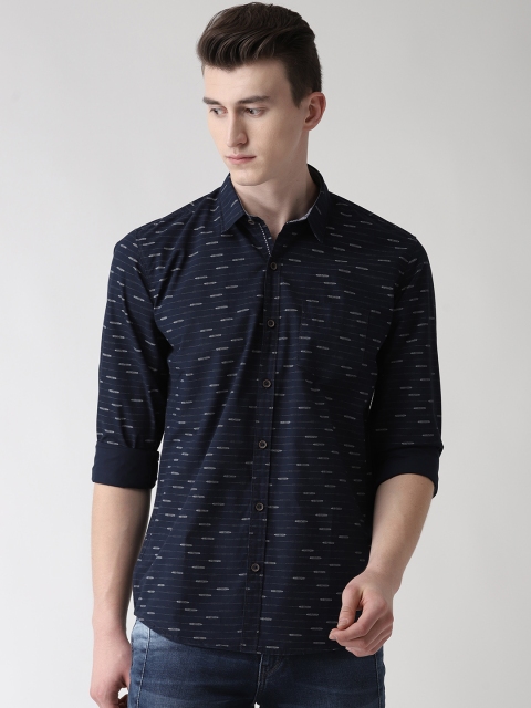 

Richlook Men Navy Blue & Off-White Slim Fit Printed Casual Shirt