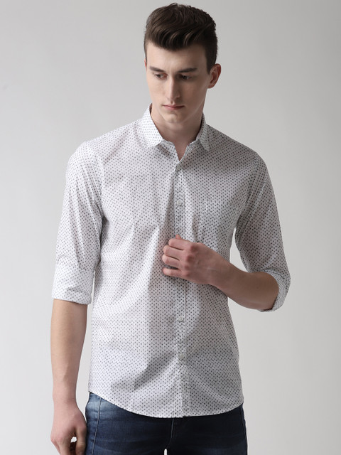 

Richlook Men White & Grey Slim Fit Printed Casual Shirt