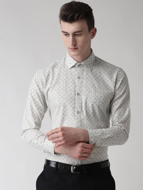 

Richlook Men Off-White & Blue Slim Fit Printed Smart Casual Shirt
