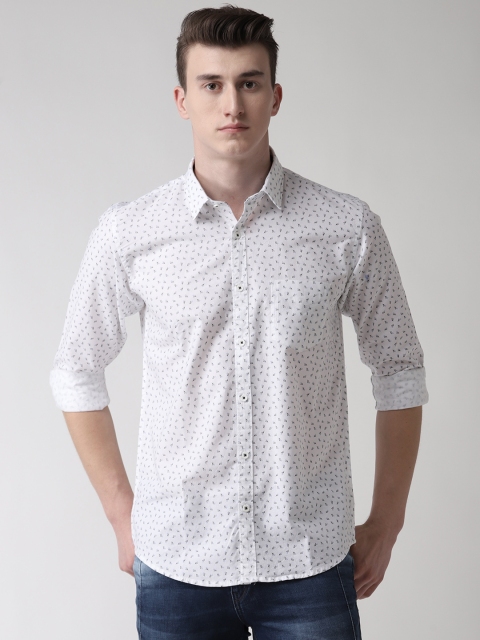 

Richlook Men White & Black Slim Fit Printed Casual Shirt