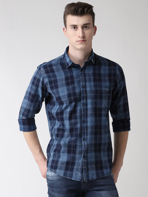 

Richlook Men Blue Slim Fit Checked Casual Shirt