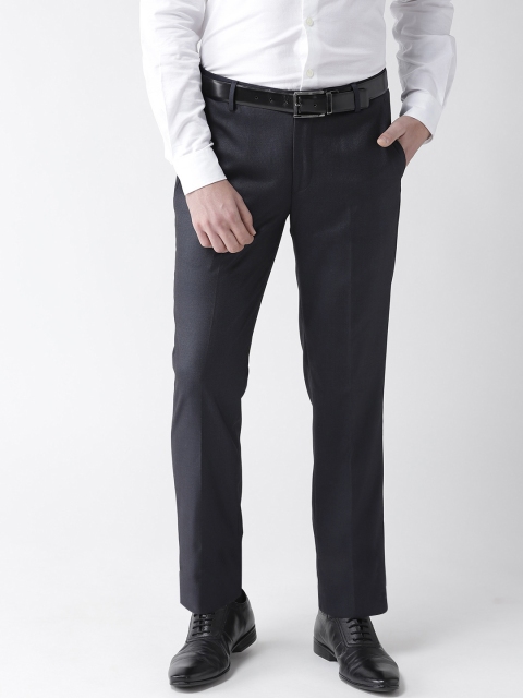 

Richlook Men Navy Blue Smart Regular Fit Textured Formal Trousers