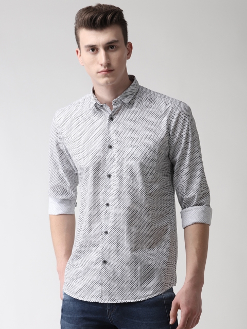 

Richlook Men White & Black Slim Fit Printed Casual Shirt