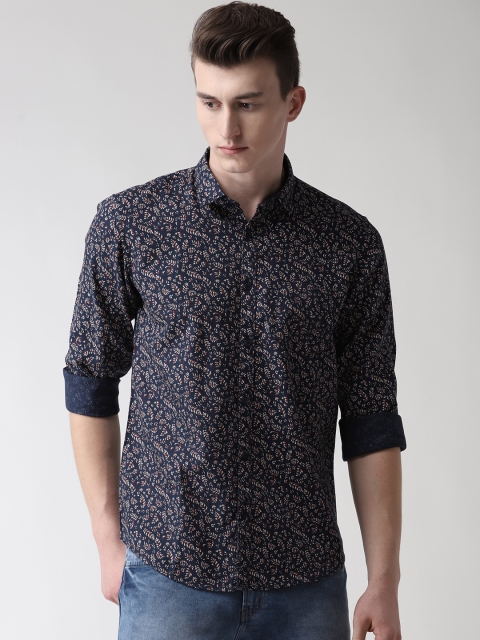 

Richlook Men Navy Blue & Off-White Slim Fit Printed Casual Shirt