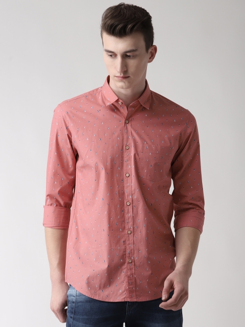 

Richlook Men Dusty Pink Slim Fit Printed Casual Shirt