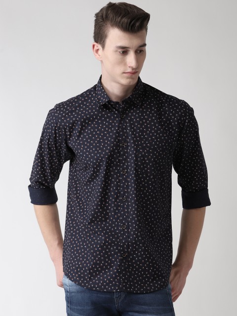 

Richlook Men Navy Blue & Off-White Slim Fit Printed Casual Shirt