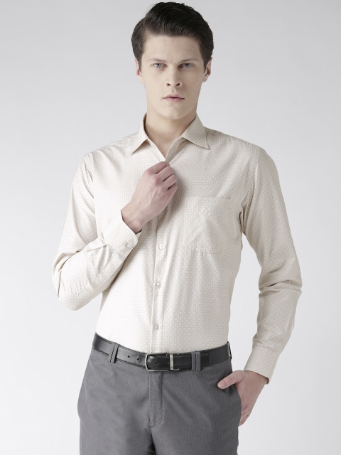 

Richlook Men Cream-Coloured Regular Fit Checked Formal Shirt