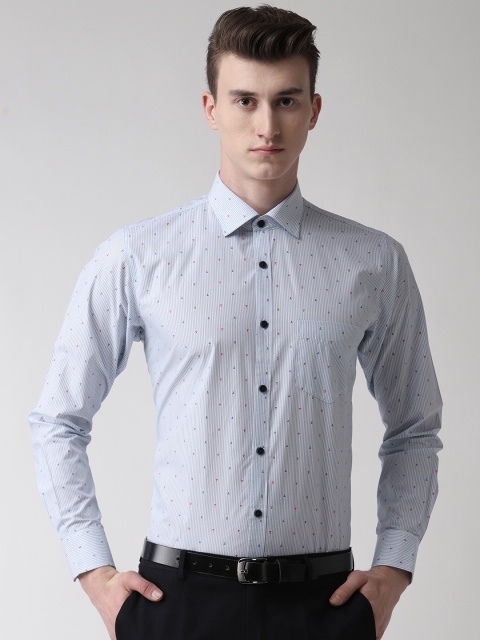 

Richlook Men Blue & Off-White Slim Fit Striped Party Shirt