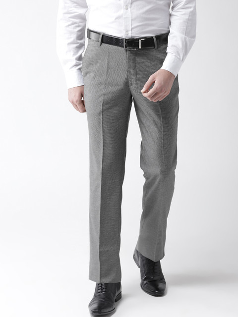 

Richlook Men Grey Smart Regular Fit Self Design Formal Trousers