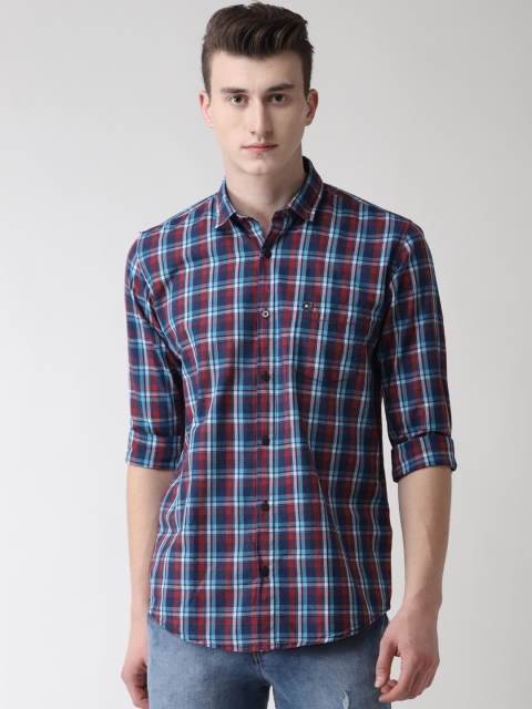 

Richlook Men Blue & Red Slim Fit Checked Casual Shirt