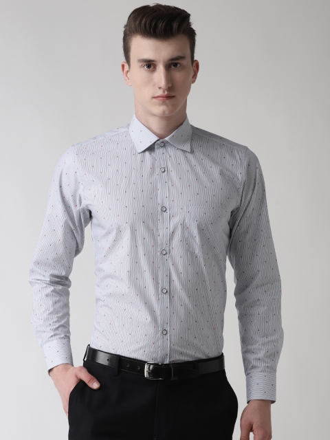 

Richlook Men White & Black Slim Fit Striped Smart Casual Shirt