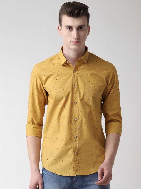 

Richlook Men Mustard Yellow Slim Fit Printed Casual Shirt