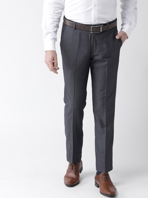 

Richlook Men Navy Blue Smart Regular Fit Self-Checked Formal Trousers