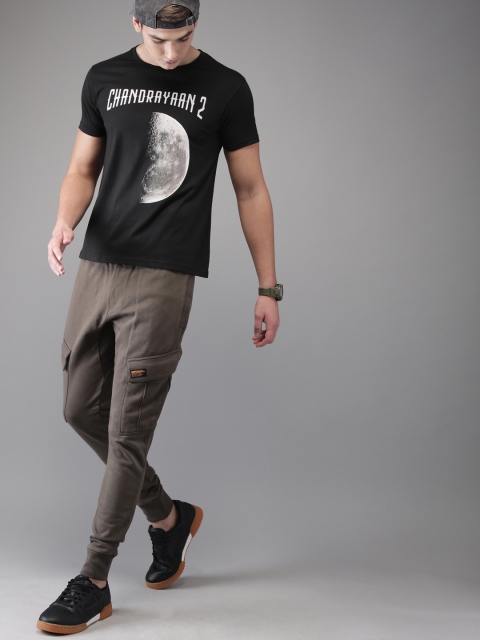 

HERE&NOW Unisex Black Chandrayaan-II Theme Printed Round Neck T-shirt