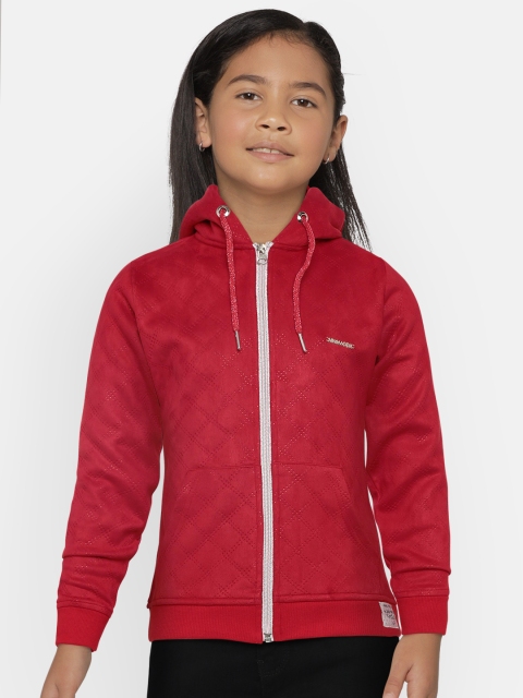 

Nins Moda Girls Red Solid Hooded Sweatshirt
