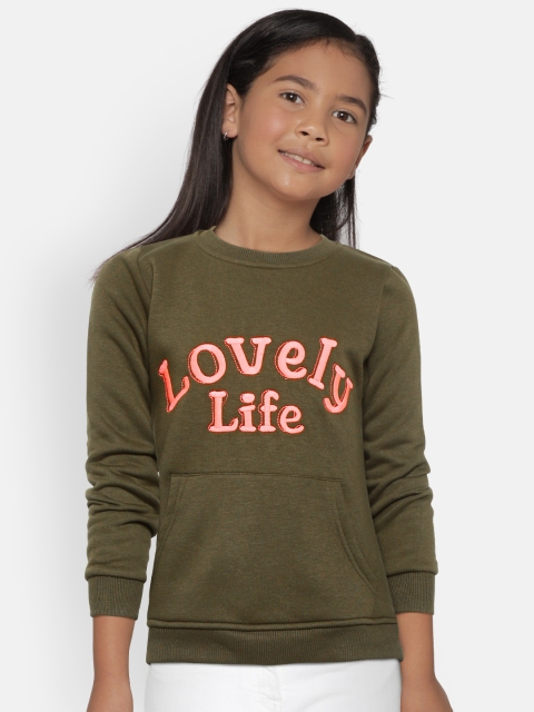 

Nins Moda Girls Olive Green Embroidered Sweatshirt