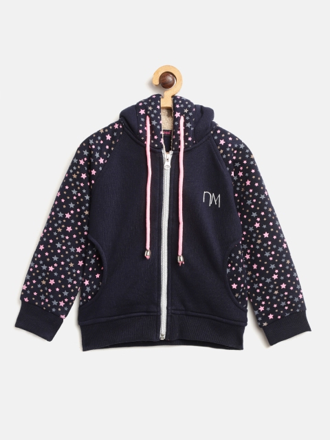 

Nins Moda Girls Navy Blue Solid Hooded Sweatshirt