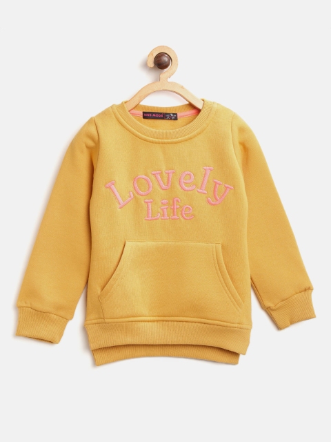 

Nins Moda Girls Mustard Yellow Embroidered Sweatshirt