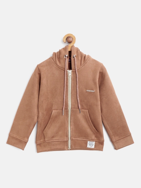 

Nins Moda Girls Brown Suede Finish Solid Hooded Sweatshirt