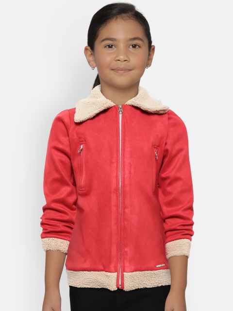 

Nins Moda Girls Red Solid Tailored Jacket
