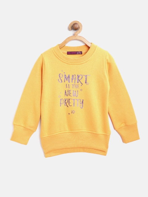 

Nins Moda Girls Mustard Yellow Printed Sweatshirt