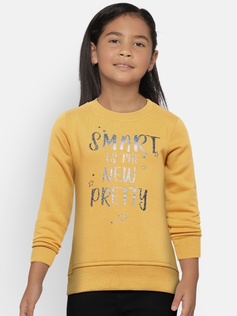 

Nins Moda Girls Mustard Yellow Printed Sweatshirt