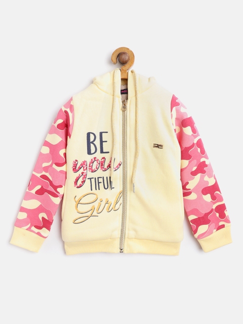 

Nins Moda Girls Yellow & Pink Camouflage Print Hooded Sweatshirt