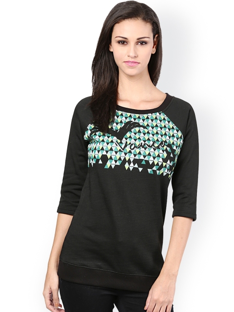 

The Vanca Black Printed Woolen Sweatshirt