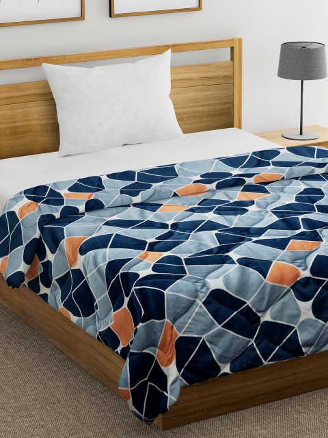 Blue & Orange Geometric Mild Winter 150 GSM Single Bed Comforter