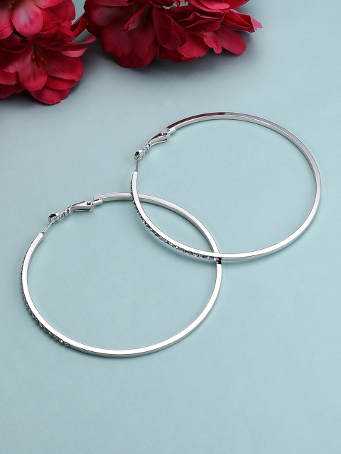 

Rubans Women Silver-Plated White Handcrafted Circular Hoop Earrings