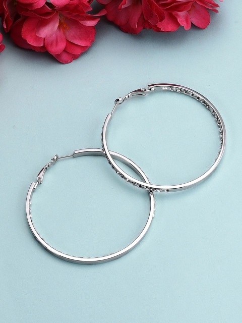 

Rubans Women Silver-Plated White Handcrafted Circular Hoop Earrings