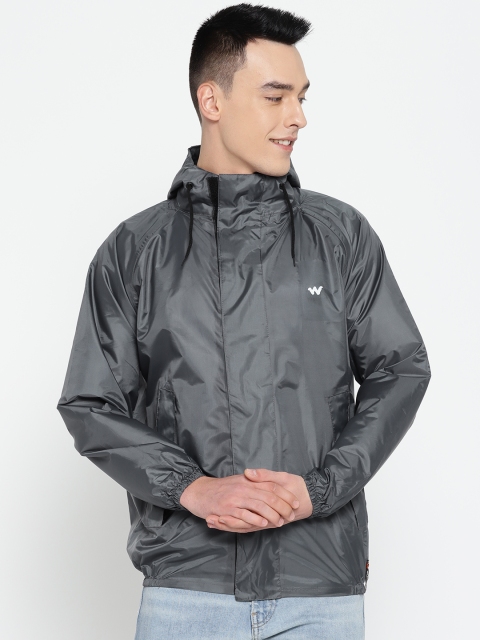 

Wildcraft Men Charcoal Grey Solid Hooded Rain Cheater Jacket