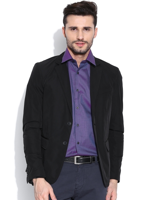 

Blackberrys Black Single-Breasted Trim Fit Semiformal Blazer