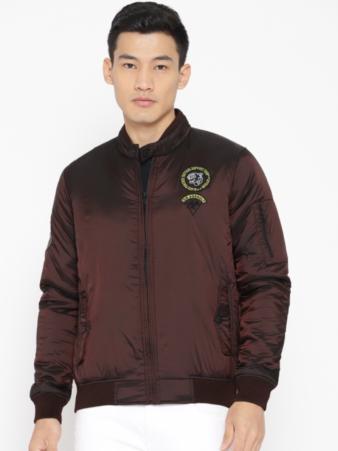 

SPYKAR Men Burgundy Solid Bomber Jacket