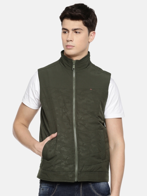 

SPYKAR Men Olive Green Camouflage Printed Padded Jacket