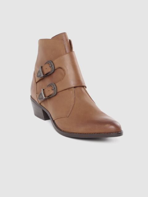 

Superdry Women Brown Leather Mid-Top Heeled Boots