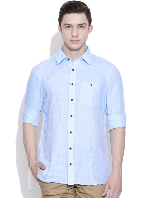 

Blackberrys Blue Linen Slim Casual Shirt