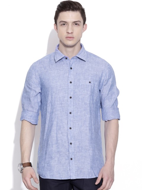 

Blackberrys Blue Linen Slim Fit Casual Shirt
